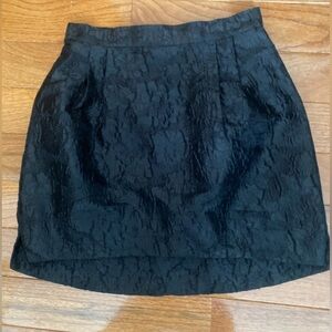 & Other Stories Black Floral Jacquard Mini Skirt US 4 Textured A-line